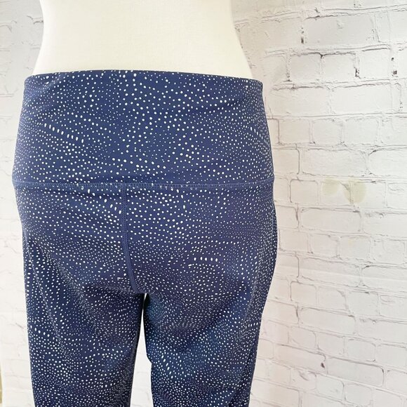 Zella High-Rise Cropped Athletic Leggings Women's Large Blue White Dot Print - Picture 7 of 9